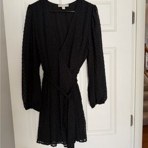 Michael Kors Black Embellished Wrap Blouse